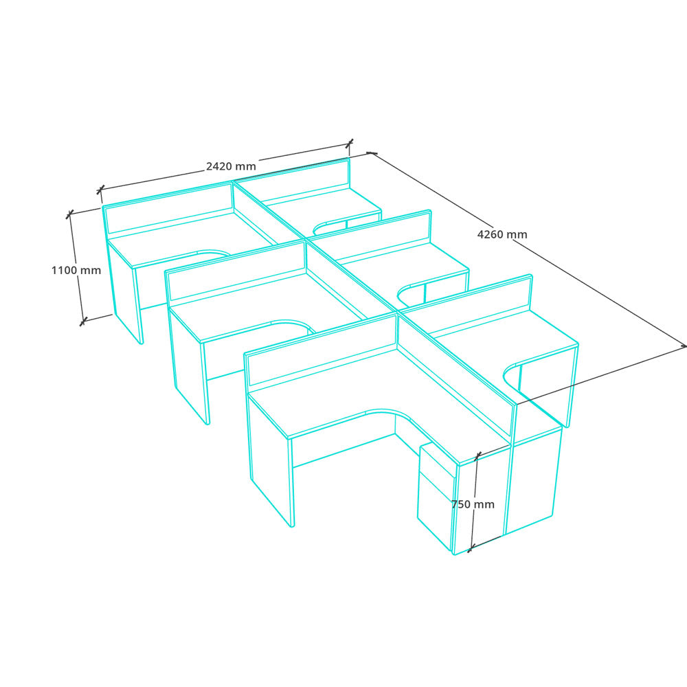 淺木灰色L型辦公檯大收納辦公枱高私隱屏風連活動櫃 L Shape Office Tables Wood Pattern Office Desks Modern Office Cubicles Mobile Pedestal High Storage