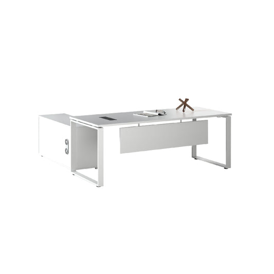 素白主管枱連活動側櫃經理檯 White Minimalistic Executive Desk Detached Side Cabinet