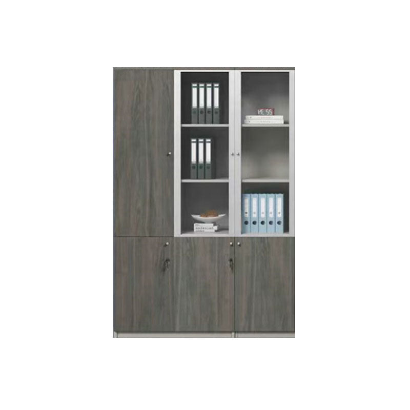 深木色辦公室高櫃深灰色文件櫃儲物櫃密碼鎖櫃 Gray wooden sideboard Office Storage Cabinet with Number Lock High Cabinet