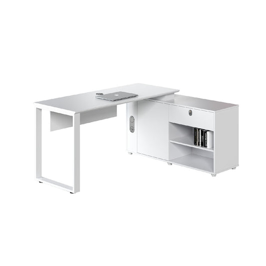 白色側櫃辦公檯高收納辦公枱White Office Tables Office Desks Low Side Cabinet Modern Office High Storage