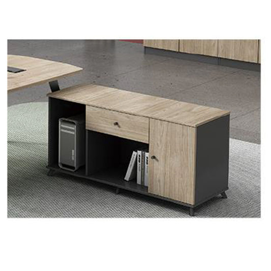 淺橡木灰色經理檯連活動側櫃主管枱 Neutral Light Oak Light Gray Executive Desk Detached Side Cabinet