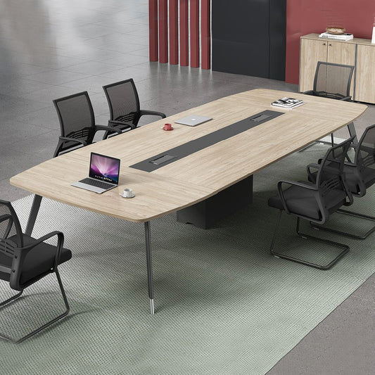 淺橡木紋會議檯簡潔會議枱 Light Oak Wood Meeting Table Conference Table Light Wood Texture Meeting Desk