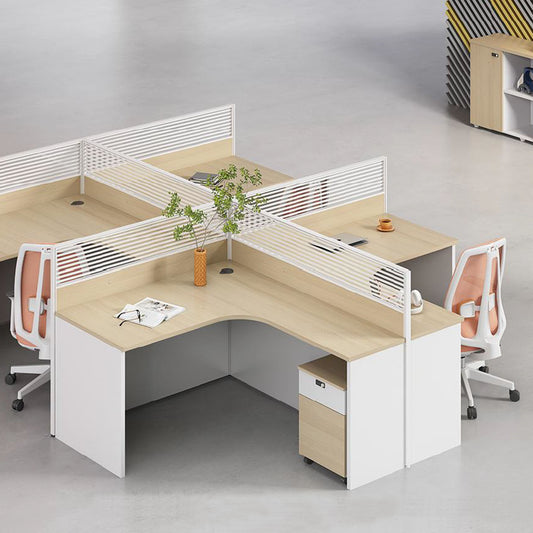 淺木白色L型辦公檯大收納辦公枱高私隱屏風連活動櫃 L Shape Office Tables Wood Pattern Office Desks Modern Office Cubicles Mobile Pedestal High Storage (Copy)
