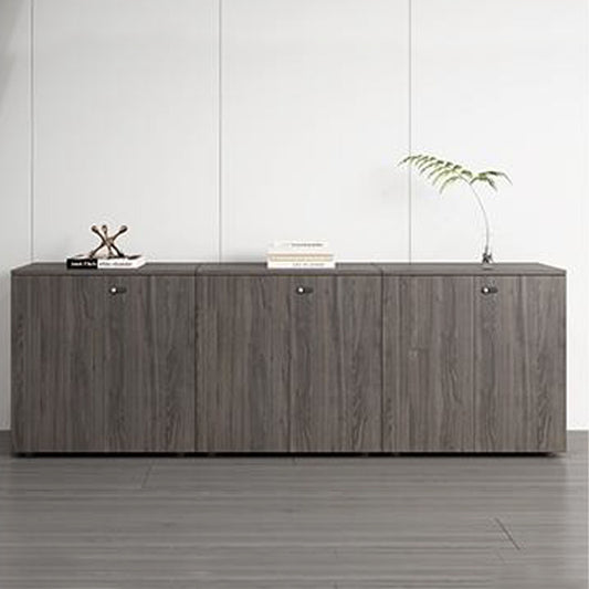 深木色辦公室矮櫃深灰色文件櫃儲物櫃密碼鎖櫃 Gray wooden sideboard Office Storage Cabinet with Number Lock Low Cabinet